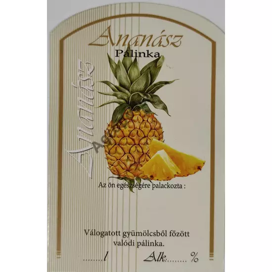 Pálinka üveg címke ananász II 10 db/cs