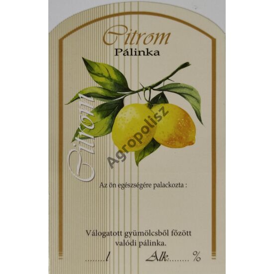 Pálinka üveg címke citrom II 10 db/cs