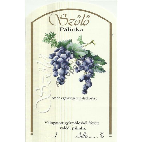 Pálinka üveg címke kék szőlő II 10 db/cs