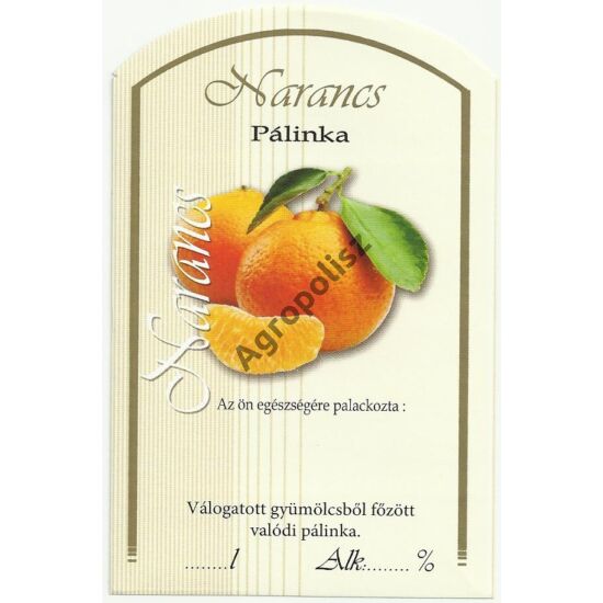 Pálinka üveg címke narancs II 10 db/cs