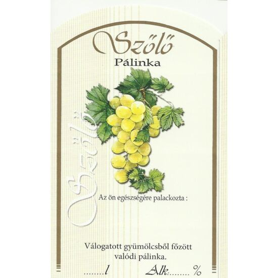 Pálinka üveg címke fehér szőlő II 10 db/cs